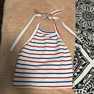 Red, white, and blue striped halter top